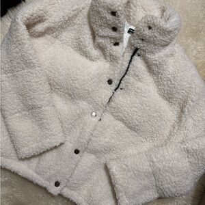 SHEIN Cream Sherpa Teddy Jacket | Cozy Button-Up